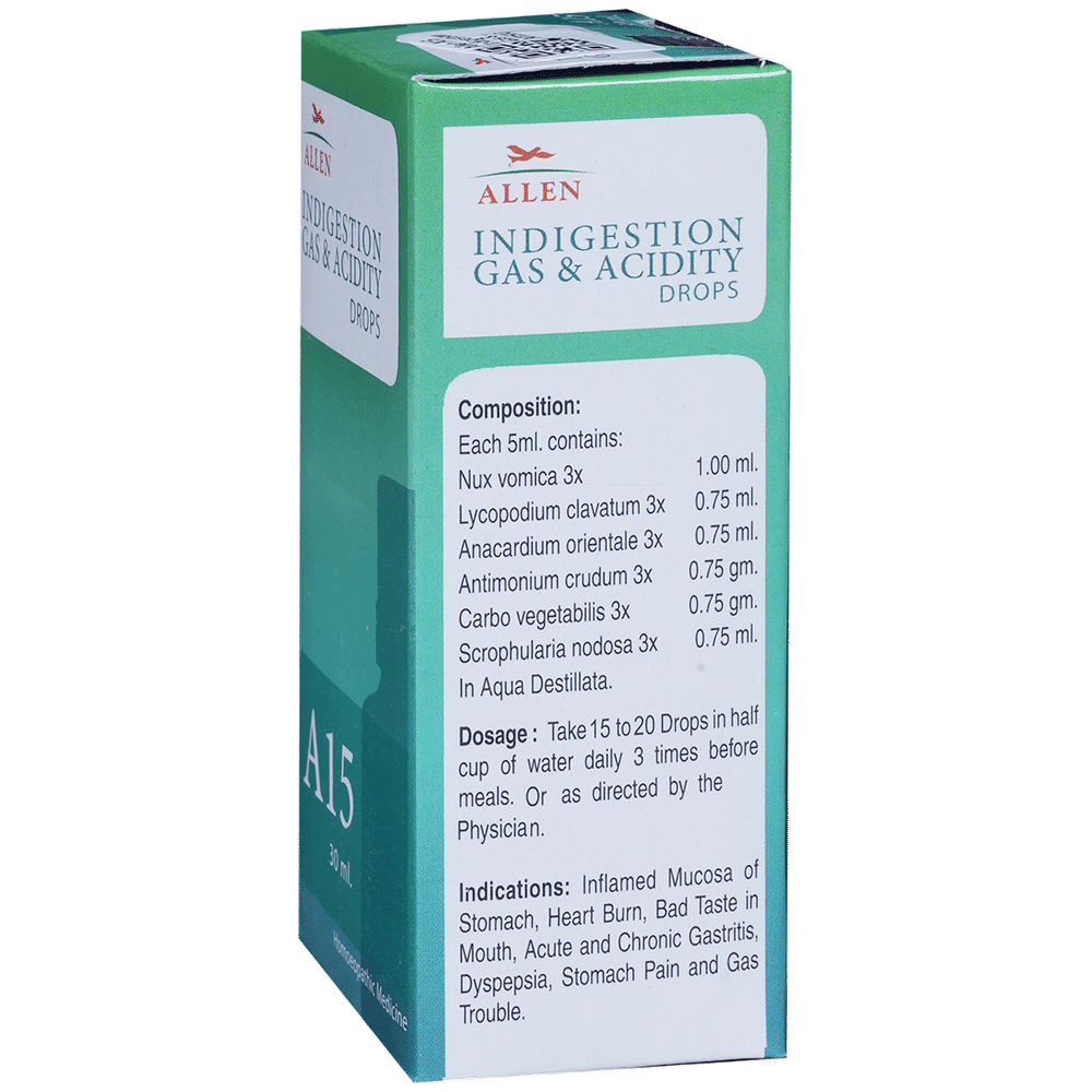 Allen A15 Indigestion Gas & Acidity Drop bottle of 30 ml Drop