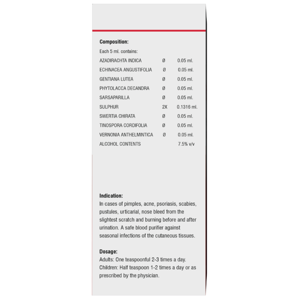 LDD Bioscience Sarsa Pure Blood Purifier Syrup bottle of 200 ml Syrup