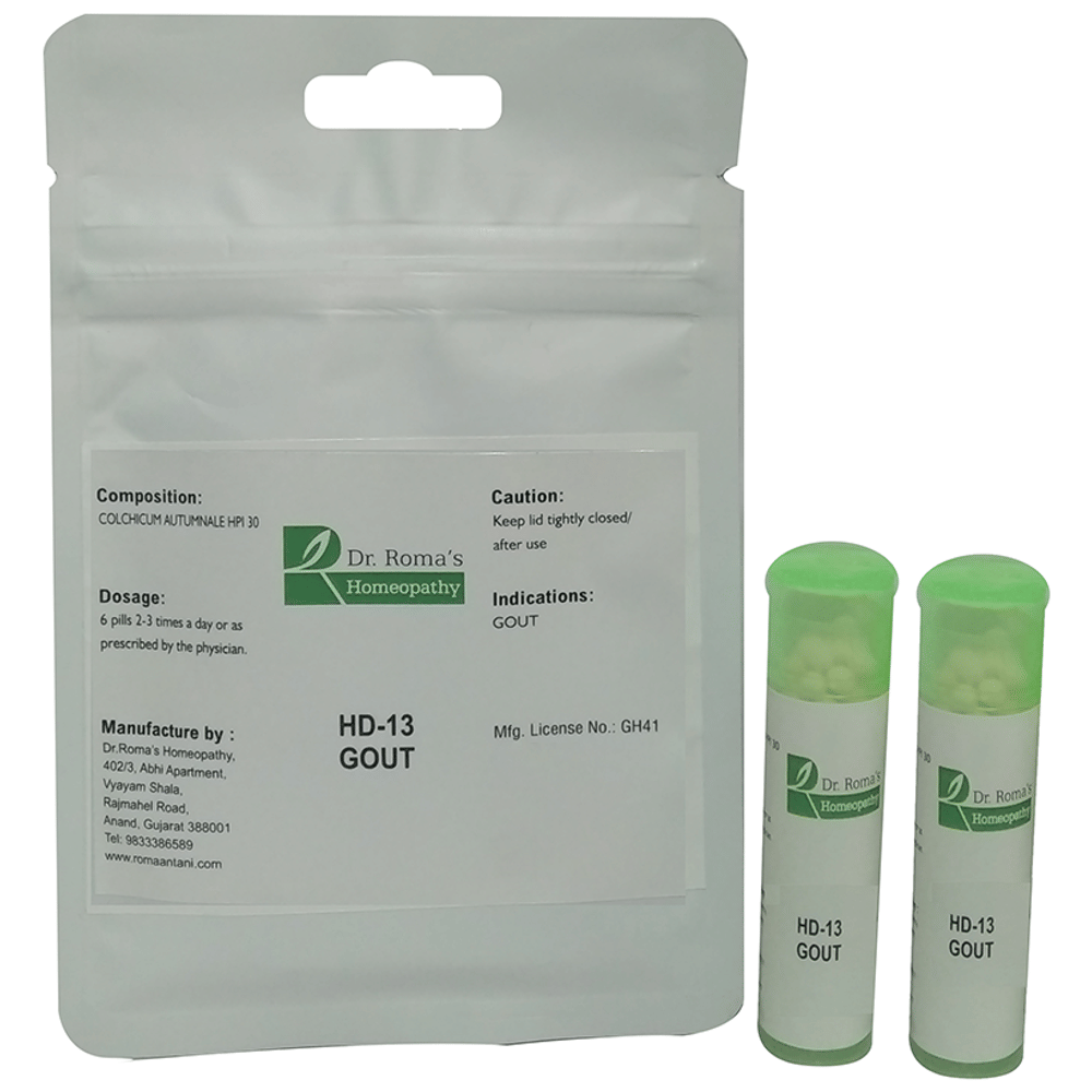 Dr. Romas Homeopathy HD-13 Gout, 2 Bottles of 2 Dram packet of 2 bottles