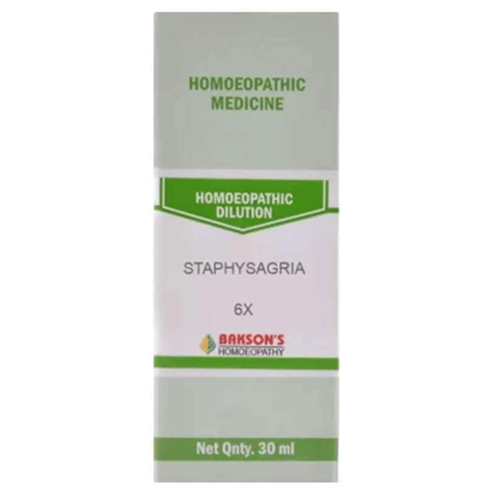 Bakson's Homeopathy Staphysagria Dilution 6X bottle of 30 ml Dilution