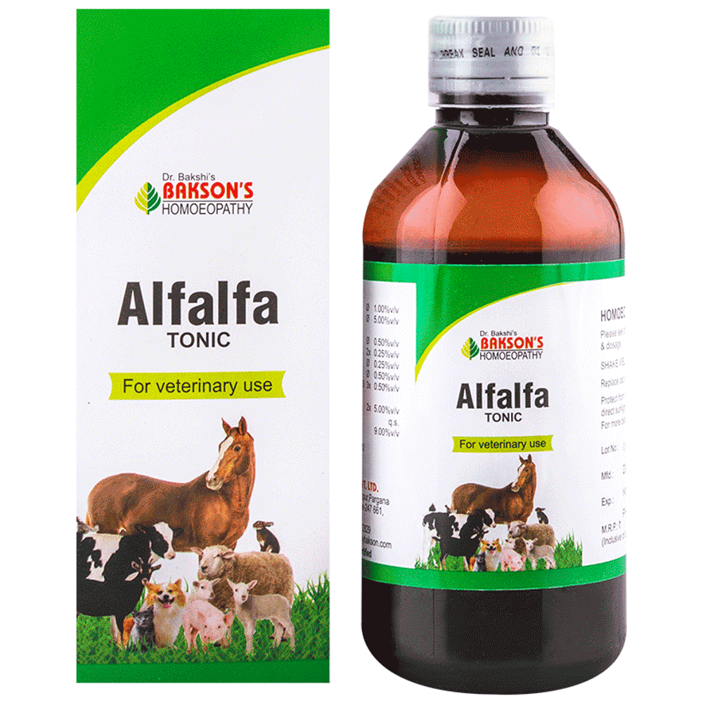 Bakson's Homeopathy Alfalfa Tonic for Veterinary Use bottle of 450 ml Tonic