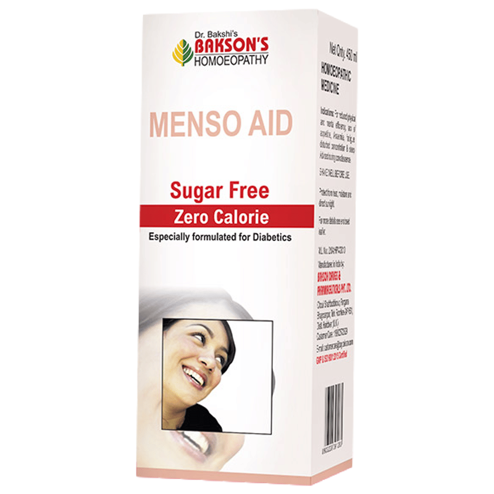 Bakson's Homeopathy Menso Aid Syrup Sugar Free bottle of 450 ml Syrup