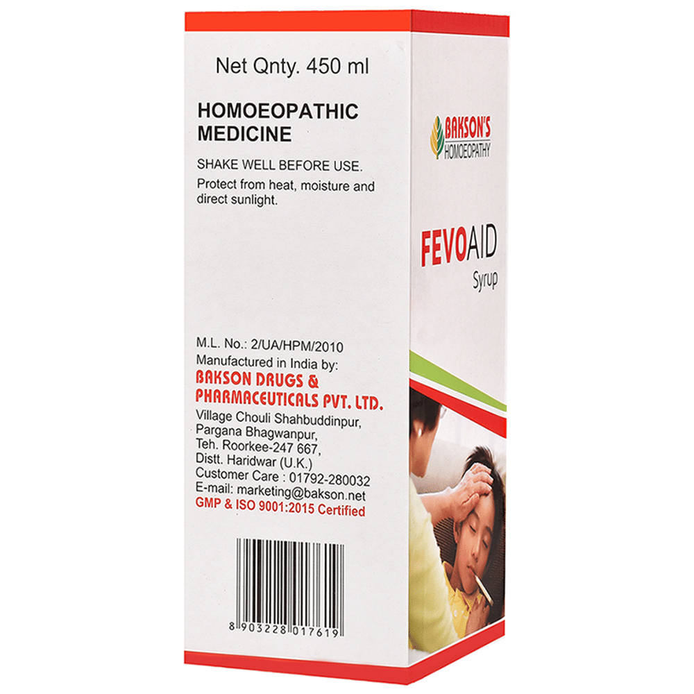 Bakson's Homeopathy Fevo Aid Syrup bottle of 450 ml Syrup