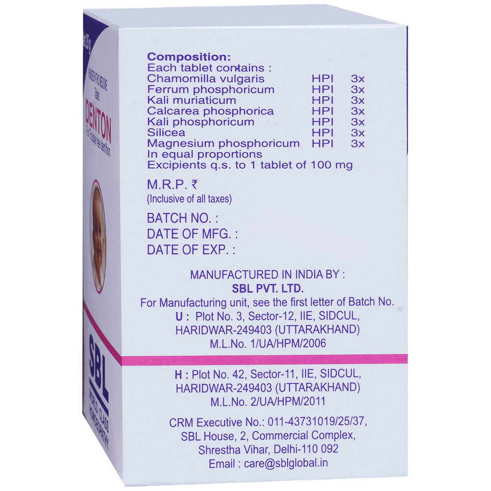 SBL Denton Tablet bottle of 25 gm Tablet