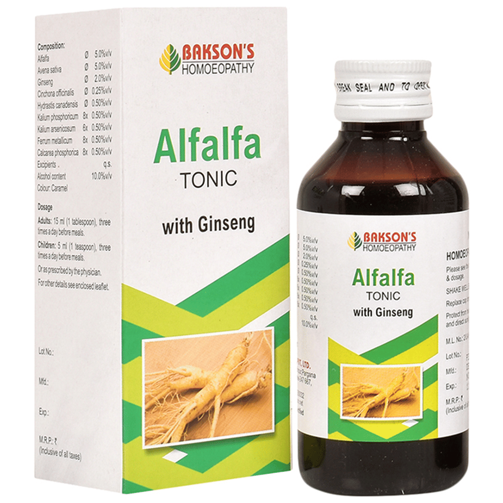 Bakson's Homeopathy Alfalfa Tonic with Ginseng bottle of 115 ml Tonic