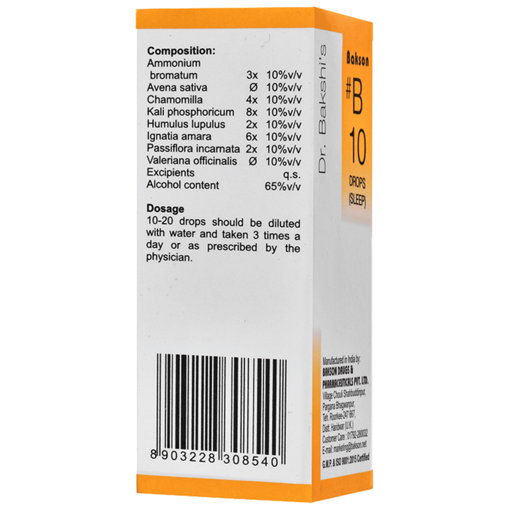 Bakson B10 Sleep Drop bottle of 30 ml Drop Bakson B10 Sleep Drop bottle of 30 ml Drop