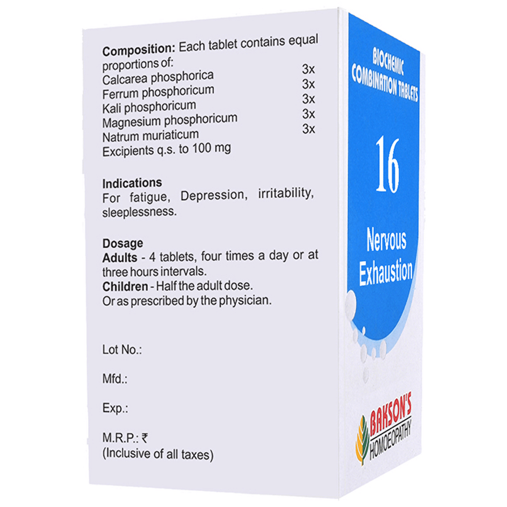 Bakson's Homeopathy Biocombination 16 Tablet bottle of 250 biocombination tablets