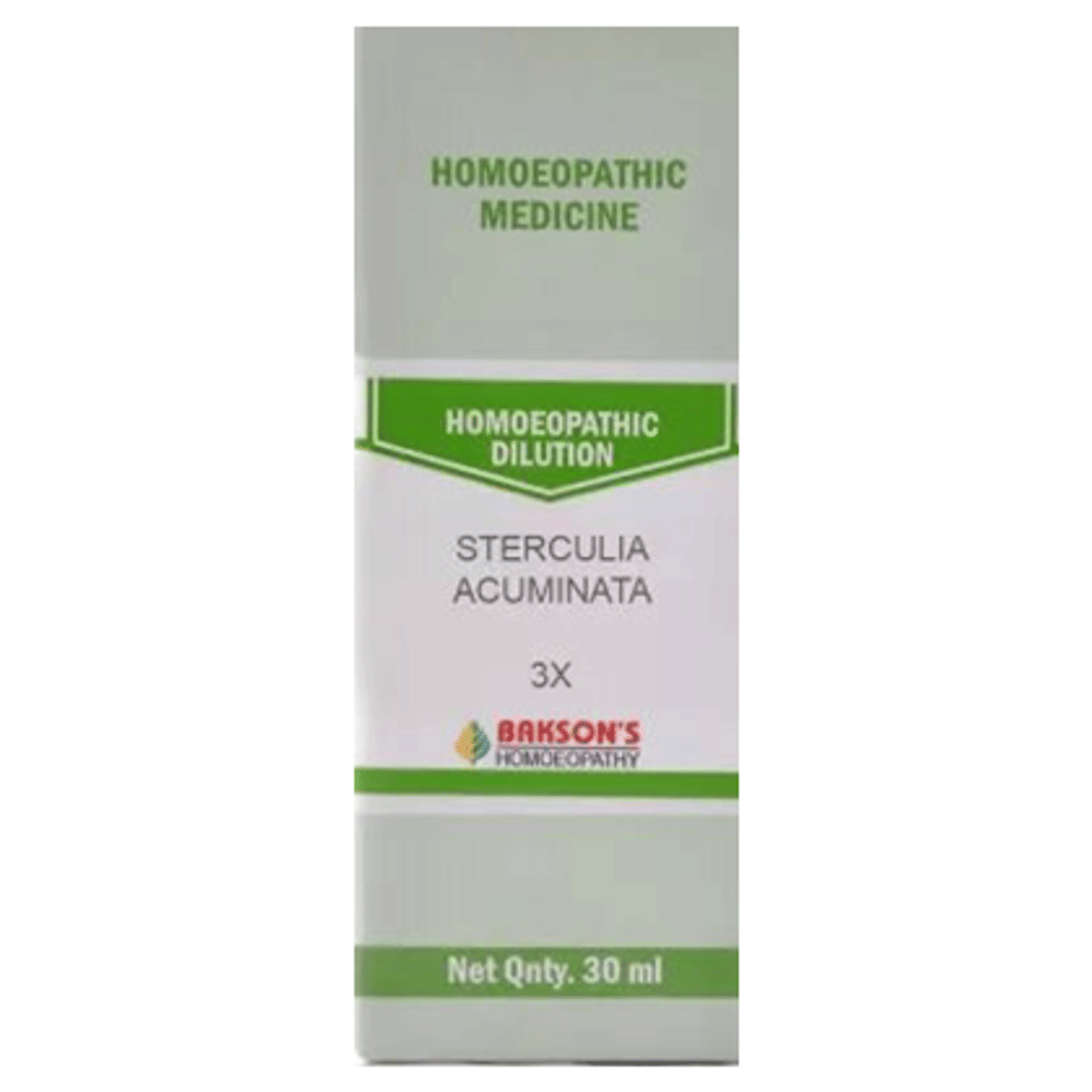 Bakson's Homeopathy Sterculia Acuminata Dilution 3X bottle of 30 ml Dilution