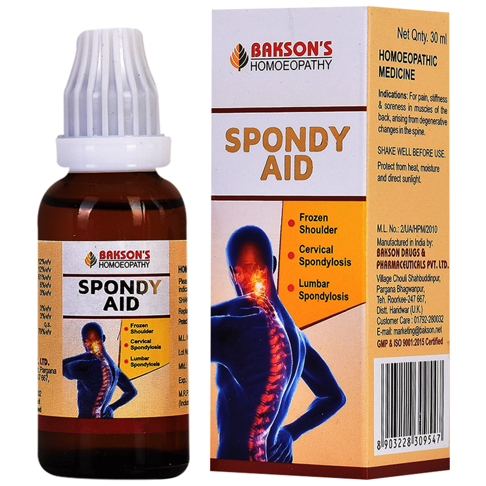 Bakson's Homeopathy Spondy Aid Drop bottle of 30 ml Drop