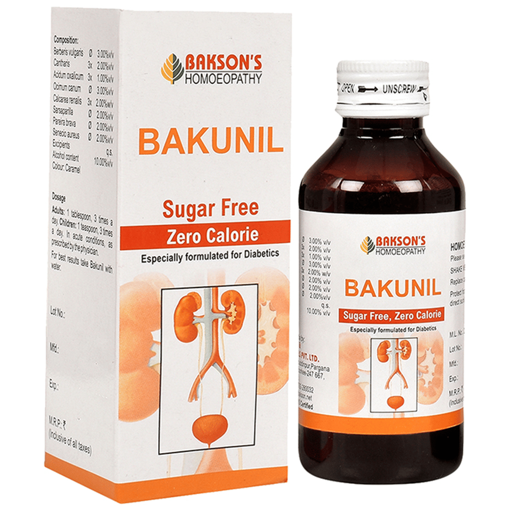 Bakson's Homeopathy Bakunil Syrup Sugar Free bottle of 115 ml Syrup