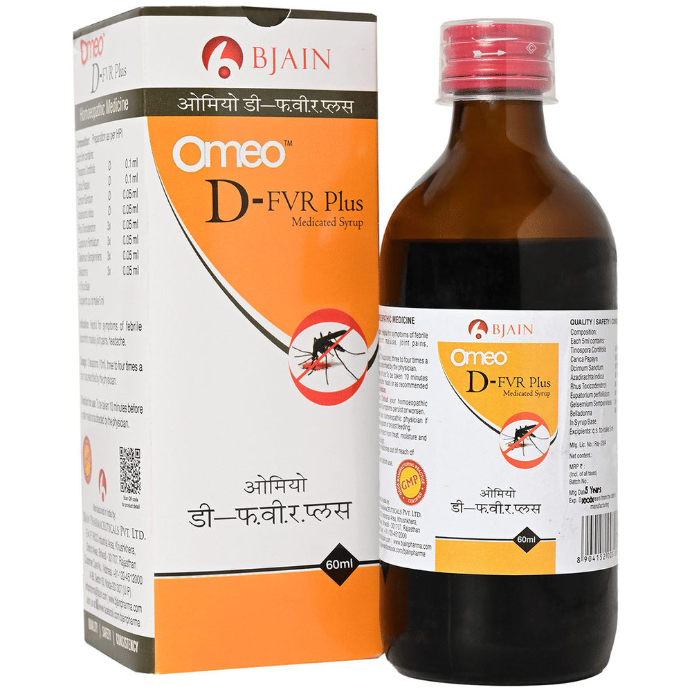Bjain Omeo D-FVR Plus Syrup bottle of 60 ml Syrup