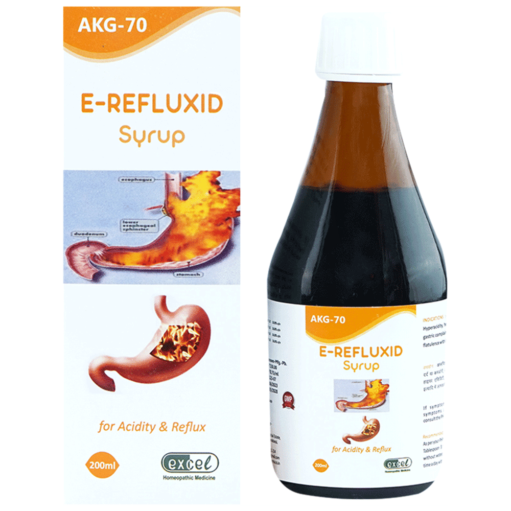 Excel AKG 70 E-Refluxid Syrup bottle of 200 ml Syrup