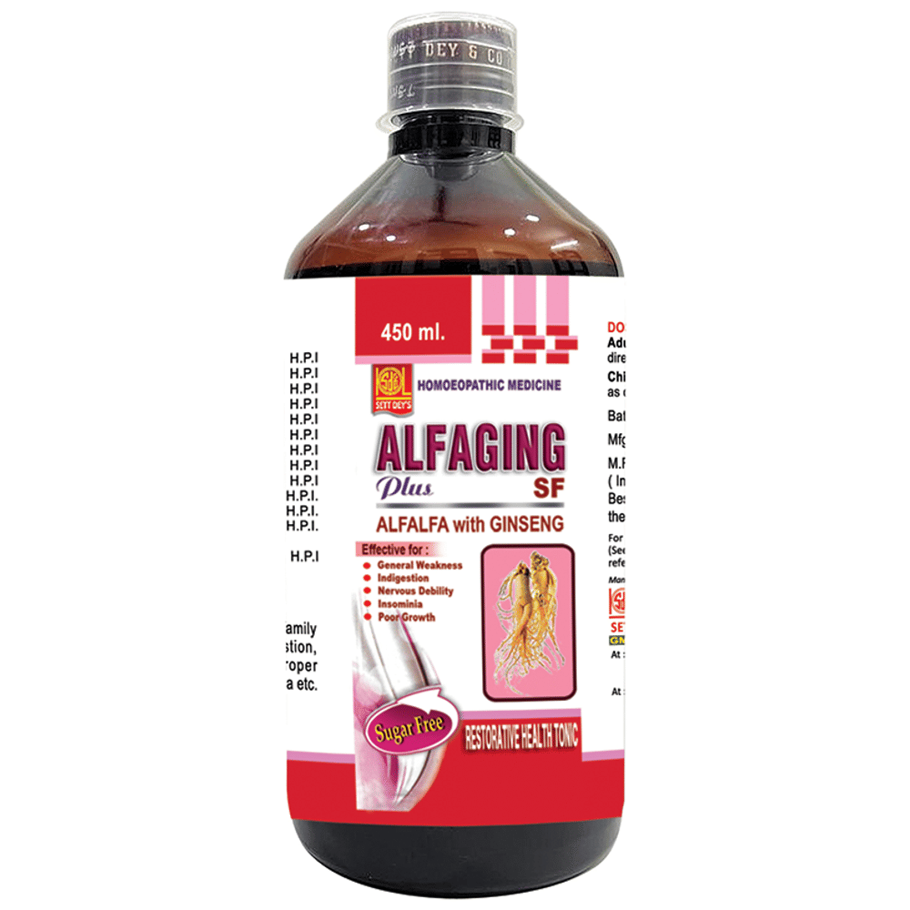 Sett Dey Alfaging Plus Sugar Free bottle of 450 ml Liquid