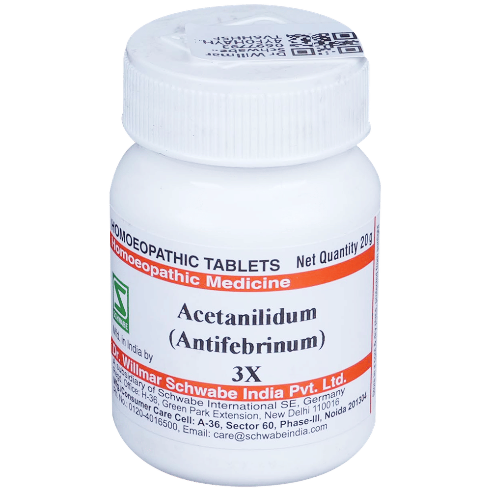 Dr Willmar Schwabe India Acetanilidum (Antifebrinum) Trituration Tablet 3X bottle of 20 gm Trituration Tablet