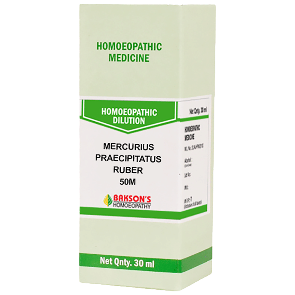 Bakson's Homeopathy Mercurius Praecipitatus Ruber Dilution 50M bottle of 30 ml Dilution