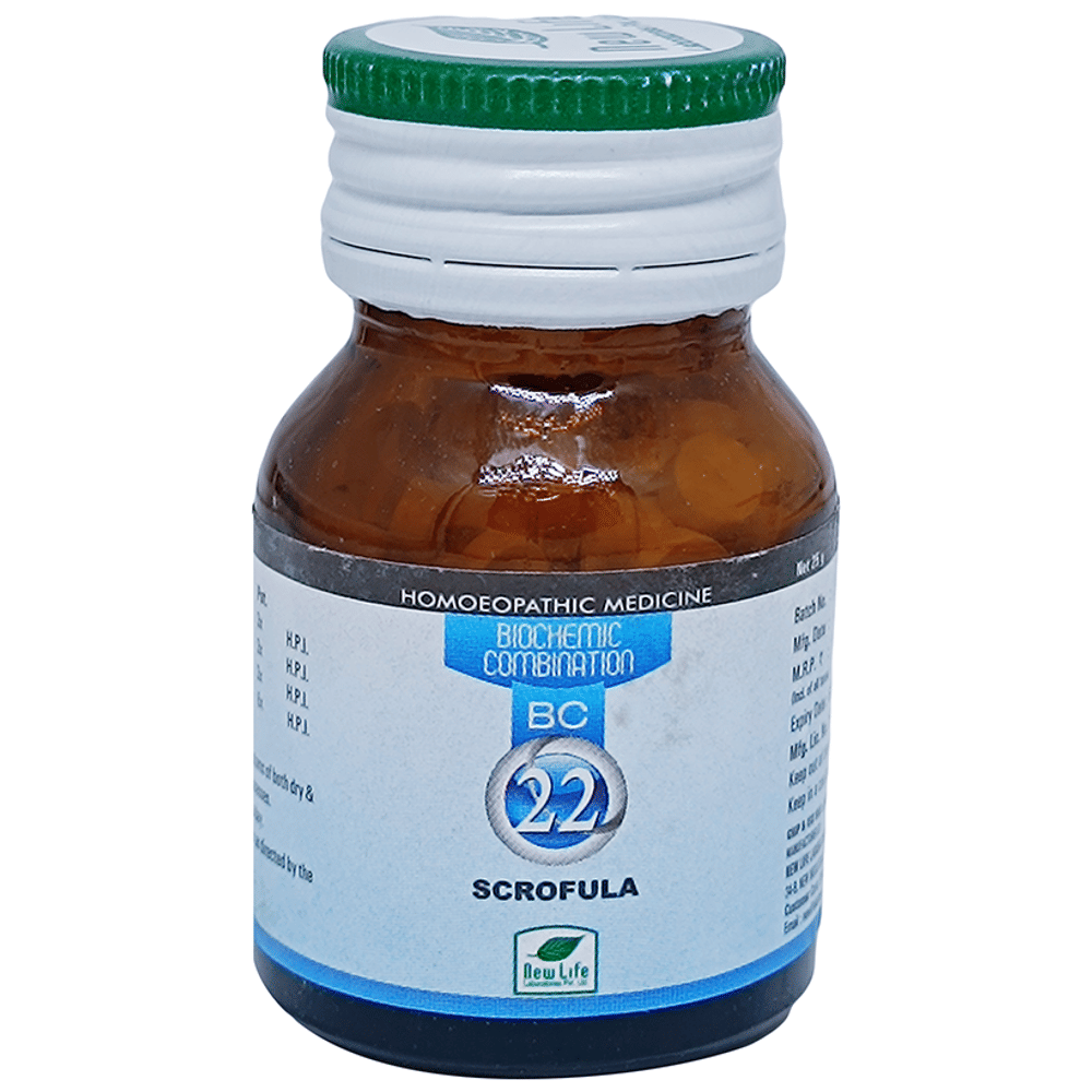 New Life Bio Combination No.22 Scrofula bottle of 25 gm Biocombination Tablet New Life Bio Combination No.22 Scrofula bottle of 25 gm Biocombination Tablet