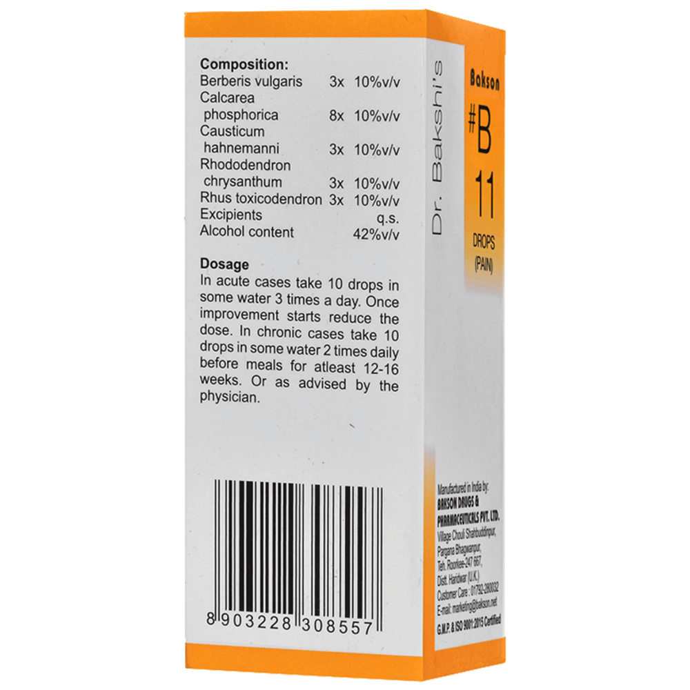 Bakson B11 Pain Drop bottle of 30 ml Drop