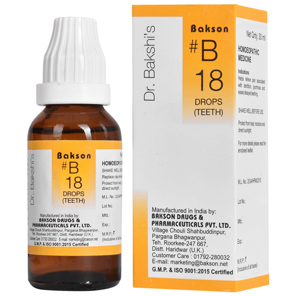 Bakson B18 Teeth Drop bottle of 30 ml Drop