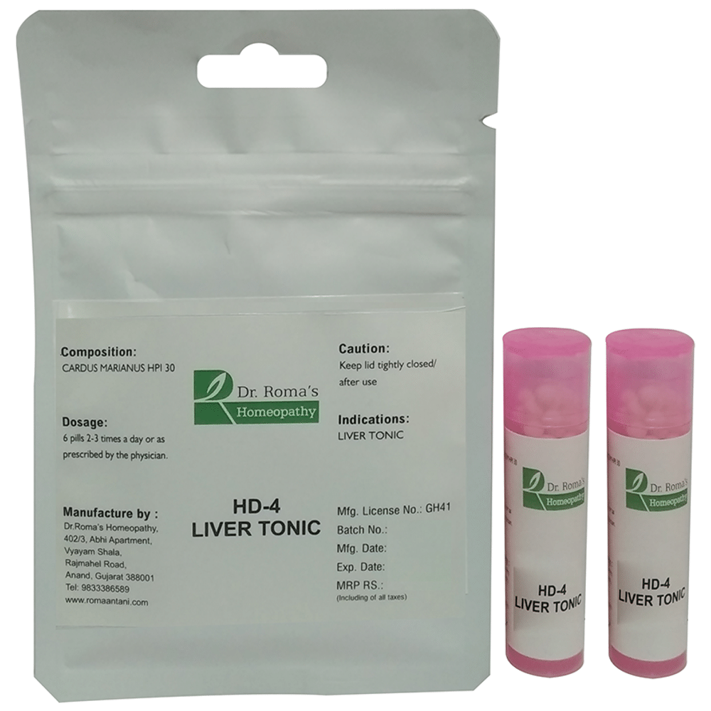 Dr. Romas Homeopathy HD-4 Liver Tonic, 2 Bottles of 2 Dram packet of 2 bottles