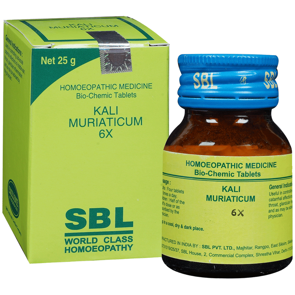 SBL Kali Muriaticum Biochemic Tablet 6X bottle of 25 gm Biochemic Tablet