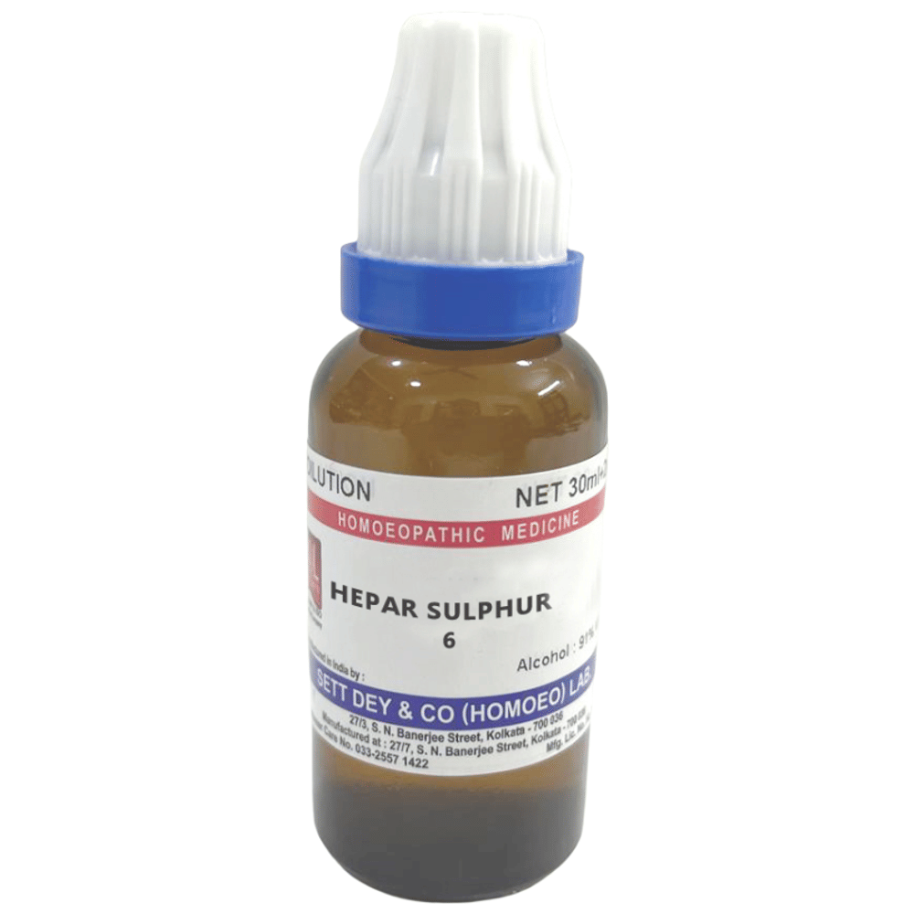 Sett Dey Hepar Sulphur Dilution 6 bottle of 30 ml Dilution