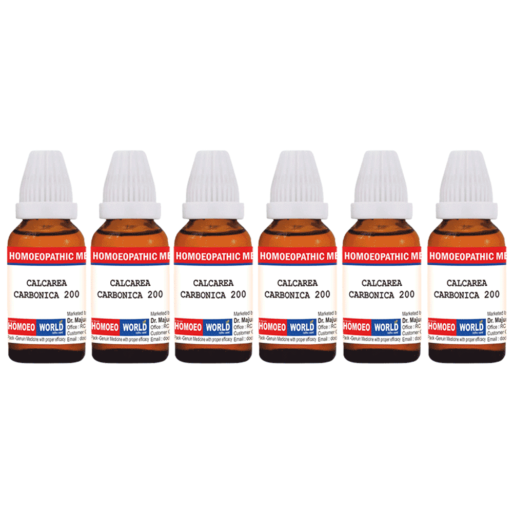 Dr. Majumder Homeo World Calcarea Carbonica Dilution (30ml Each) 200 CH combo pack of 6 Packs
