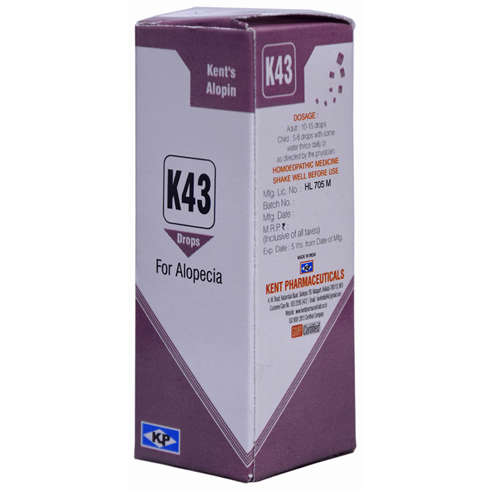 Kent's K43 Alopecia Oral Drops bottle of 30 ml Oral Drops Kent's K43 Alopecia Oral Drops bottle of 30 ml Oral Drops