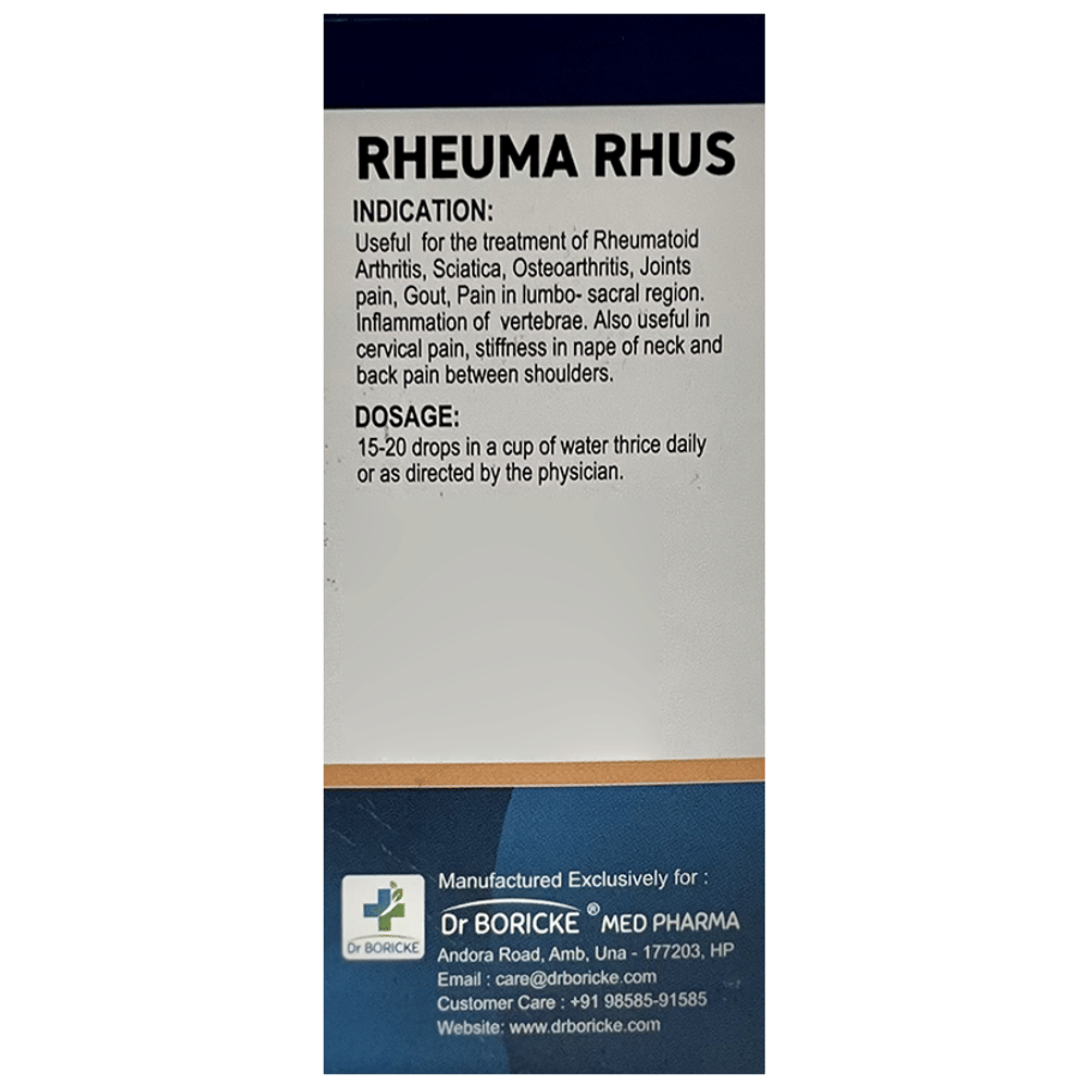 Dr Boricke Rheuma Rhus Oral Drops bottle of 30 ml Oral Drops Dr Boricke Rheuma Rhus Oral Drops bottle of 30 ml Oral Drops