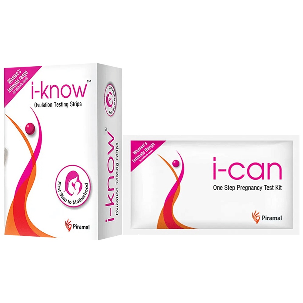 Combo Pack of i-Know Ovulation Testing Strip Kit (1) and i-Can One Step Pregnancy Test Kit (2) combo pack of 3 kit