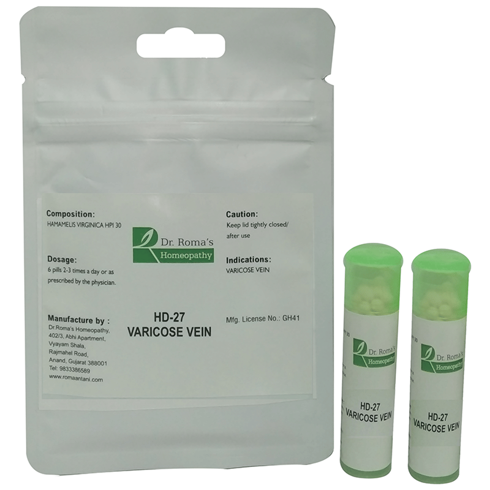 Dr. Romas Homeopathy HD-27 Varicose Vein, 2 Bottles of 2 Dram packet of 2 bottles