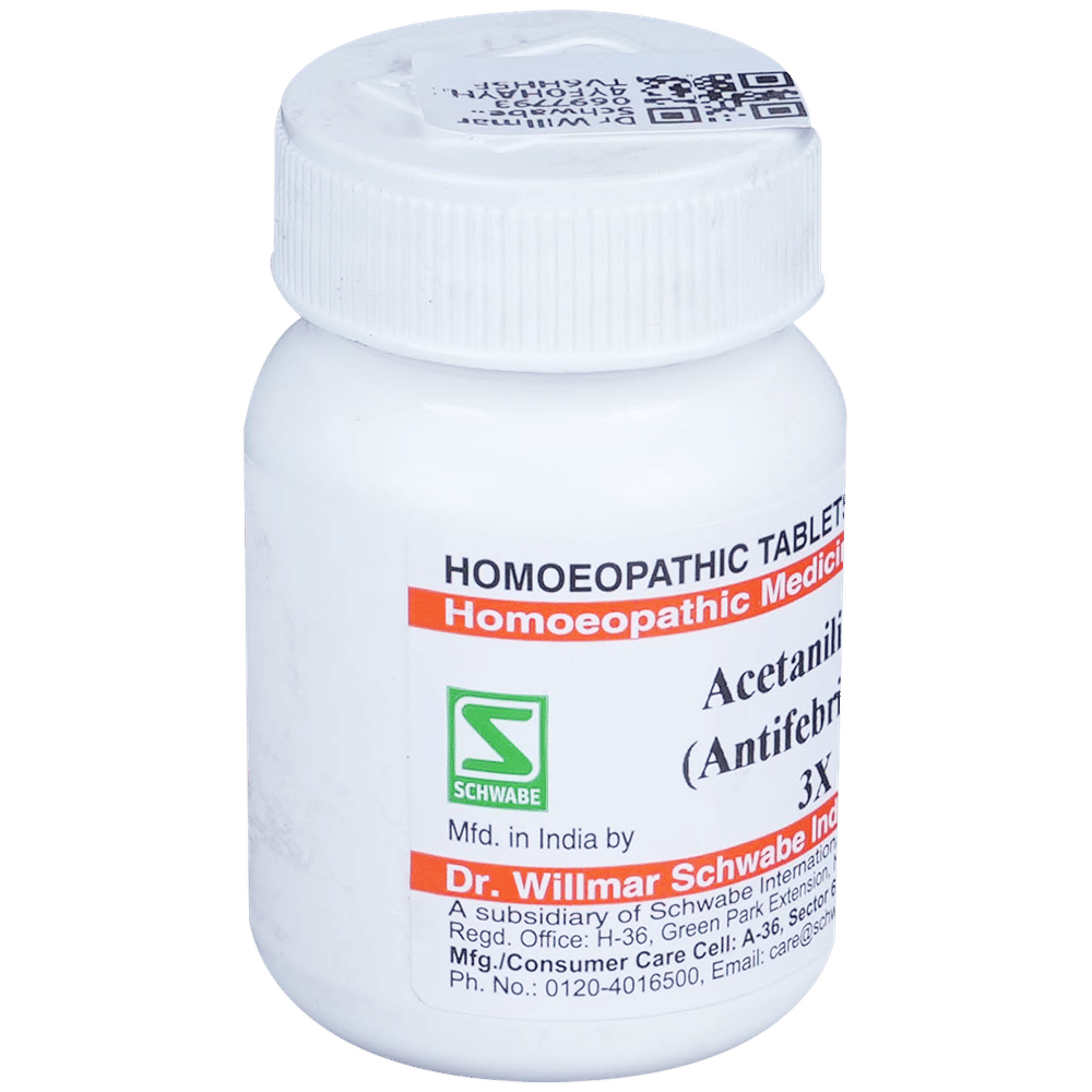 Dr Willmar Schwabe India Acetanilidum (Antifebrinum) Trituration Tablet 3X bottle of 20 gm Trituration Tablet