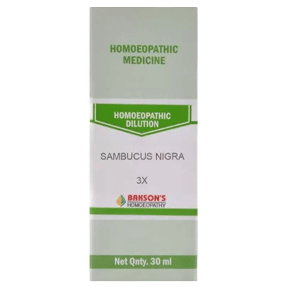 Bakson's Homeopathy Sambucus Nigra Dilution 3X bottle of 30 ml Dilution Bakson's Homeopathy Sambucus Nigra Dilution 3X bottle of 30 ml Dilution