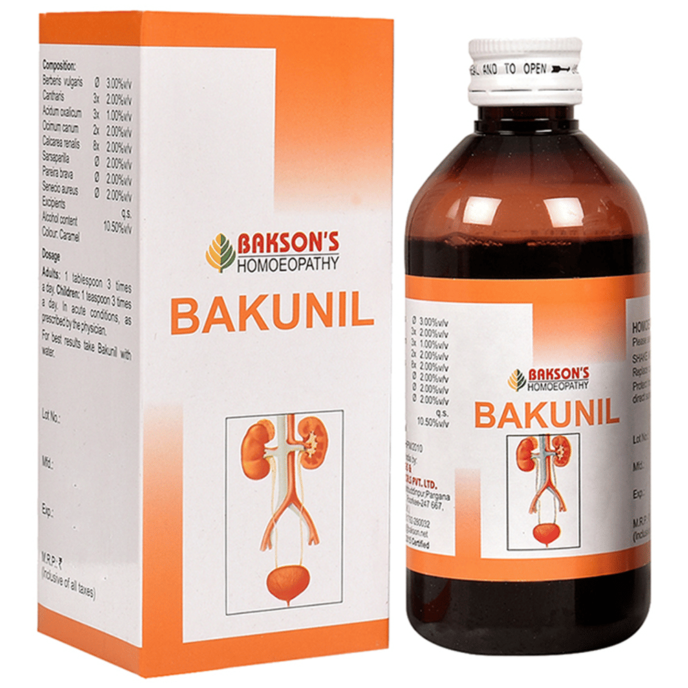 Bakson's Homeopathy Bakunil Syrup bottle of 200 ml Syrup
