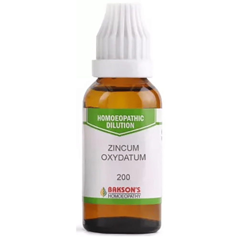 Bakson's Homeopathy Zincum Oxydatum Dilution 200 bottle of 30 ml Dilution Bakson's Homeopathy Zincum Oxydatum Dilution 200 bottle of 30 ml Dilution