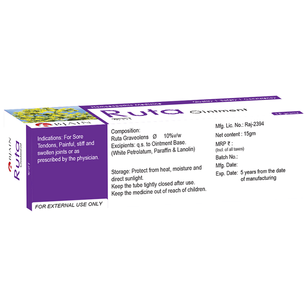 Bjain Ruta Ointment tube of 15 gm Ointment Bjain Ruta Ointment tube of 15 gm Ointment