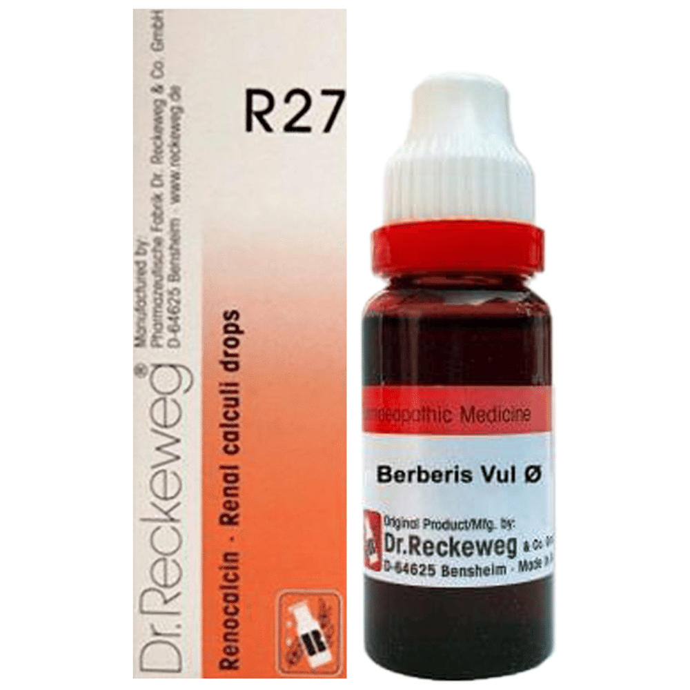 Combo Pack of Dr. Reckeweg Berberis Vul Mother Tincture Q (20ml) & Dr. Reckeweg R27 Renal Calculi Drop (22ml) combo pack of 2 bottles