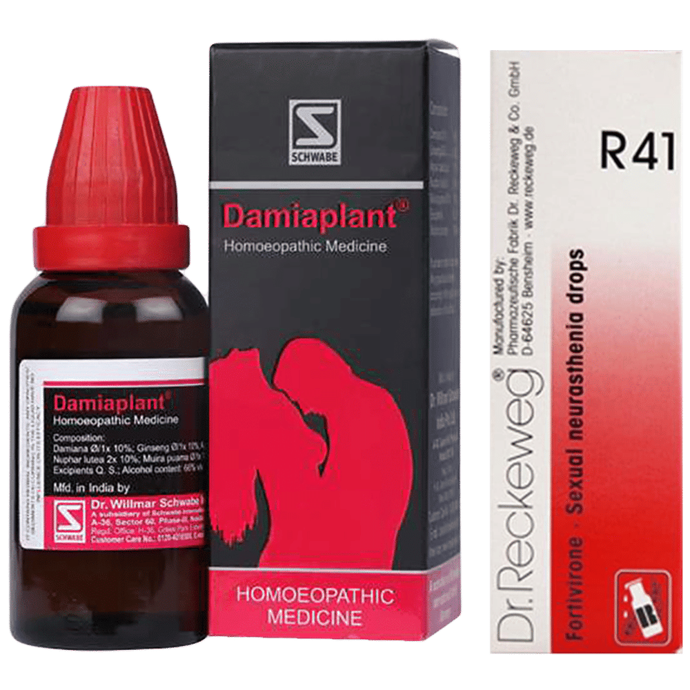 Combo Pack of Dr. Reckeweg R41 Sexual Neurasthenia Drop (22ml) & Dr Willmar Schwabe India Damiaplant Drop (30ml) combo pack of 2 units