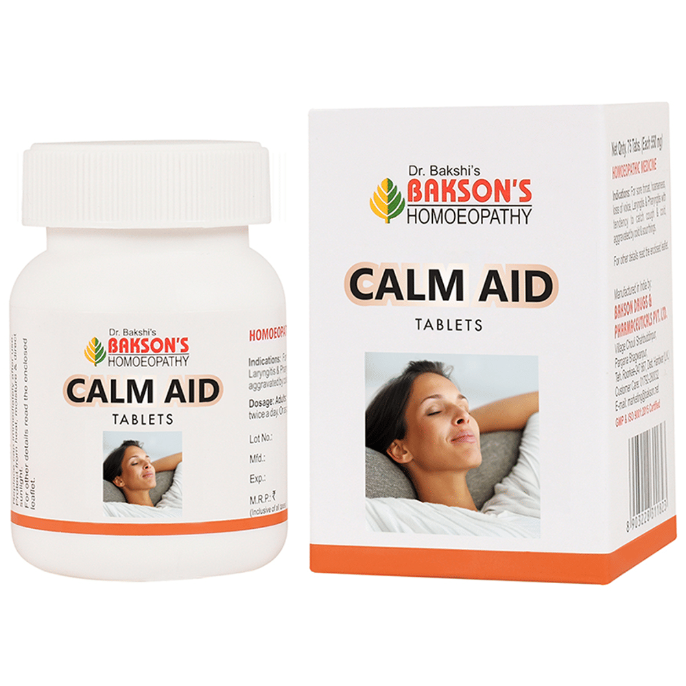 Bakson's Homeopathy Calm Aid Tablet bottle of 75 tablets