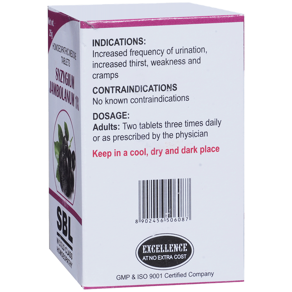 SBL Syzygium Jambolanum Trituration Tablet 1X bottle of 25 gm Trituration Tablet SBL Syzygium Jambolanum Trituration Tablet 1X bottle of 25 gm Trituration Tablet