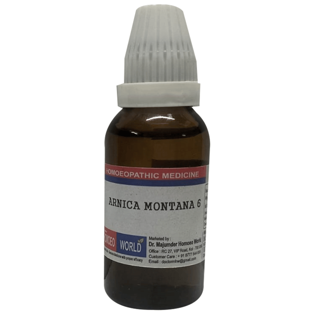 Dr. Majumder Homeo World Arnica Montana Dilution 6 (30ml Each) combo pack of 2 bottles Dr. Majumder Homeo World Arnica Montana Dilution 6 (30ml Each) combo pack of 2 bottles