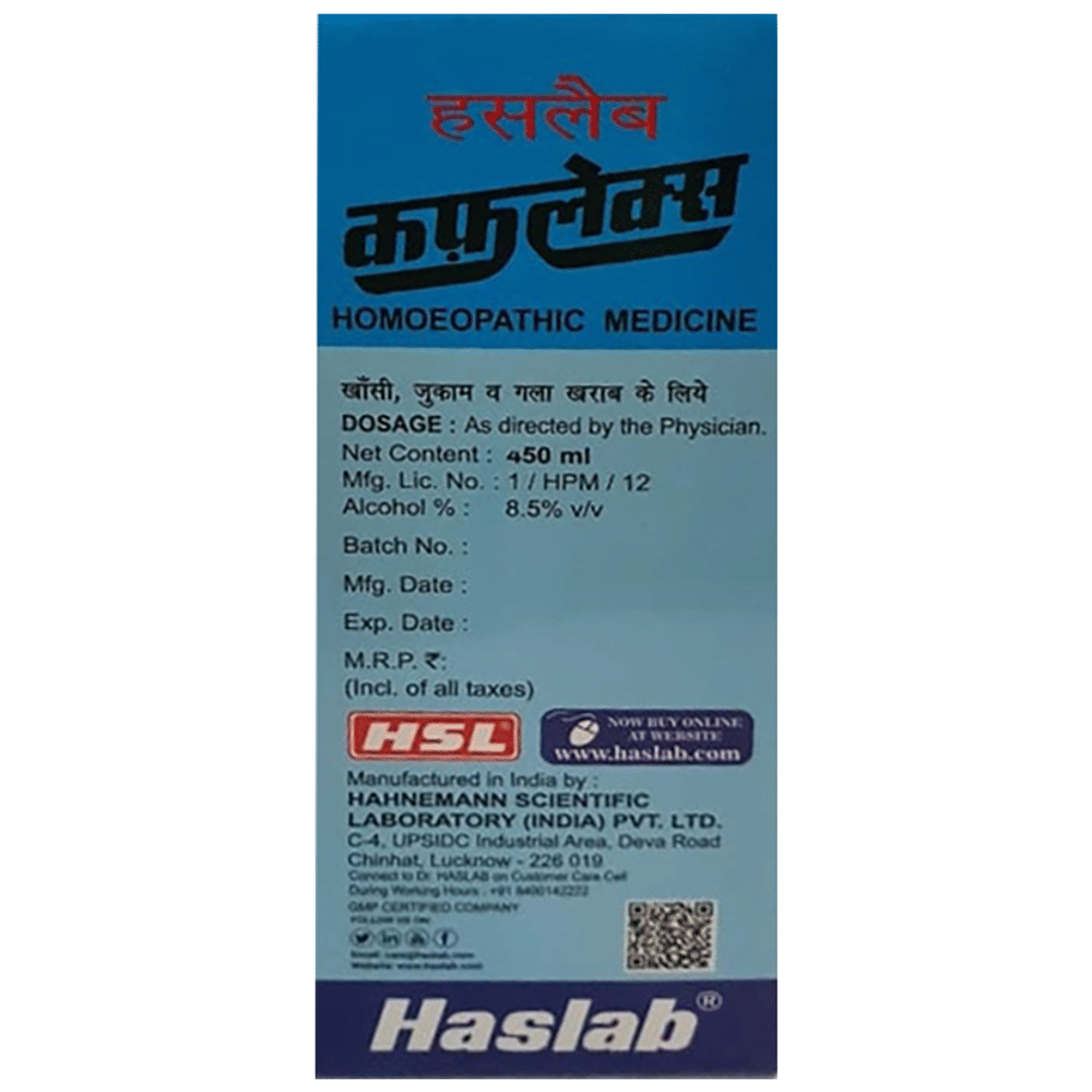 Haslab Coughlex Syrup bottle of 450 ml Syrup Haslab Coughlex Syrup bottle of 450 ml Syrup