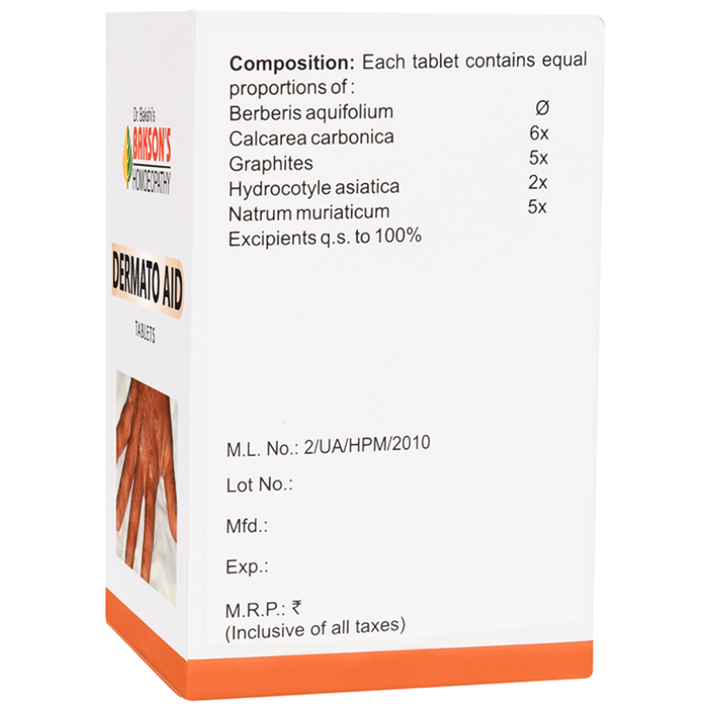Bakson's Homeopathy Dermato Aid Tablet bottle of 75 tablets Bakson's Homeopathy Dermato Aid Tablet bottle of 75 tablets