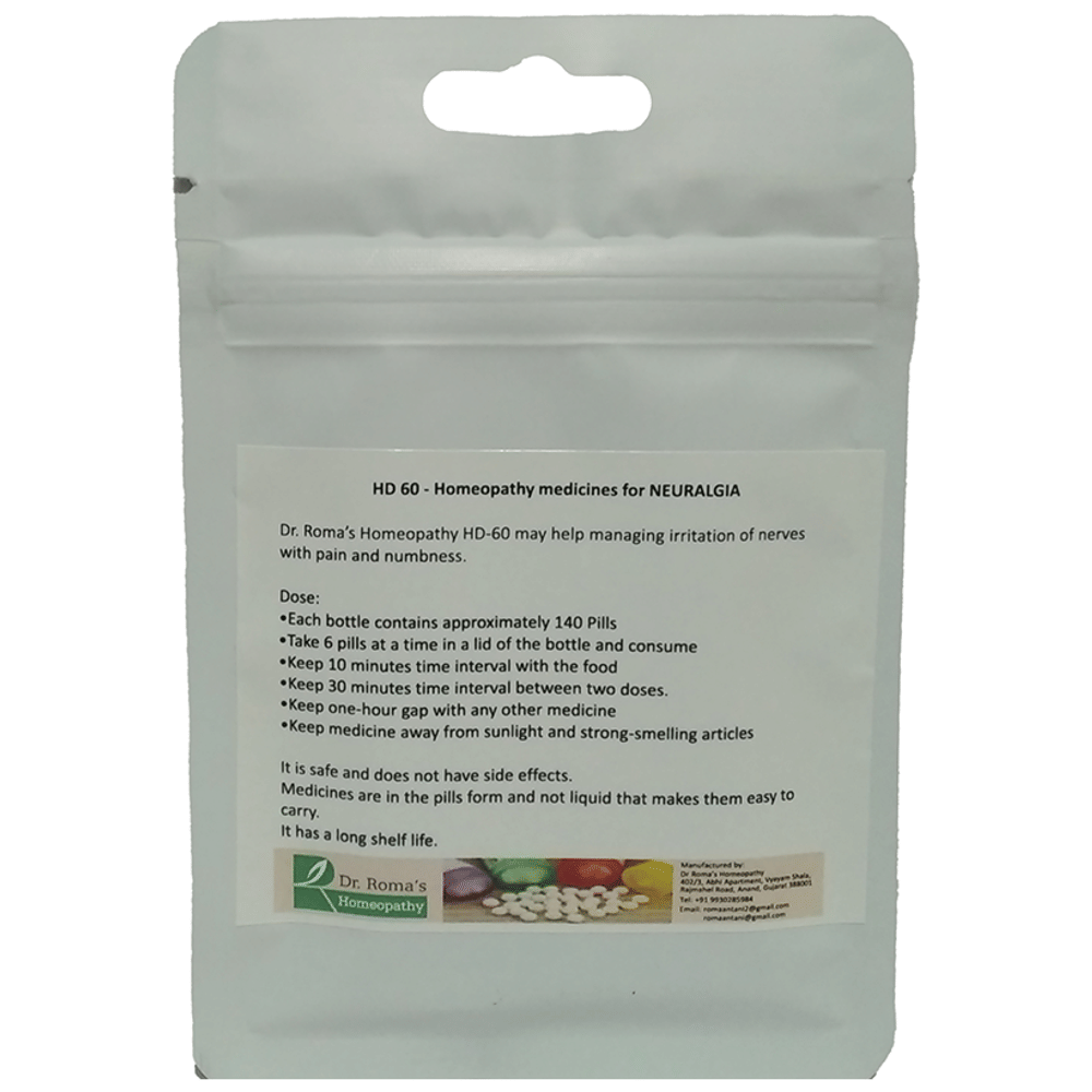 Dr. Romas Homeopathy HD-60 Neuralgia, 2 Bottles of 2 Dram packet of 2 bottles