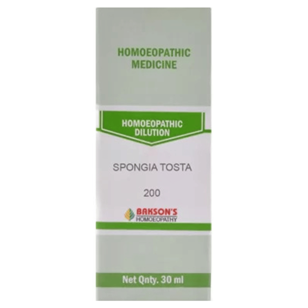 Bakson's Homeopathy Spongia Tosta Dilution 200 CH bottle of 30 ml Dilution