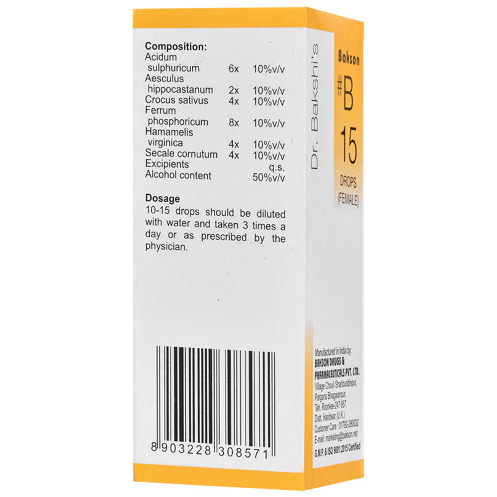 Bakson B15 Female Drop bottle of 30 ml Drop Bakson B15 Female Drop bottle of 30 ml Drop