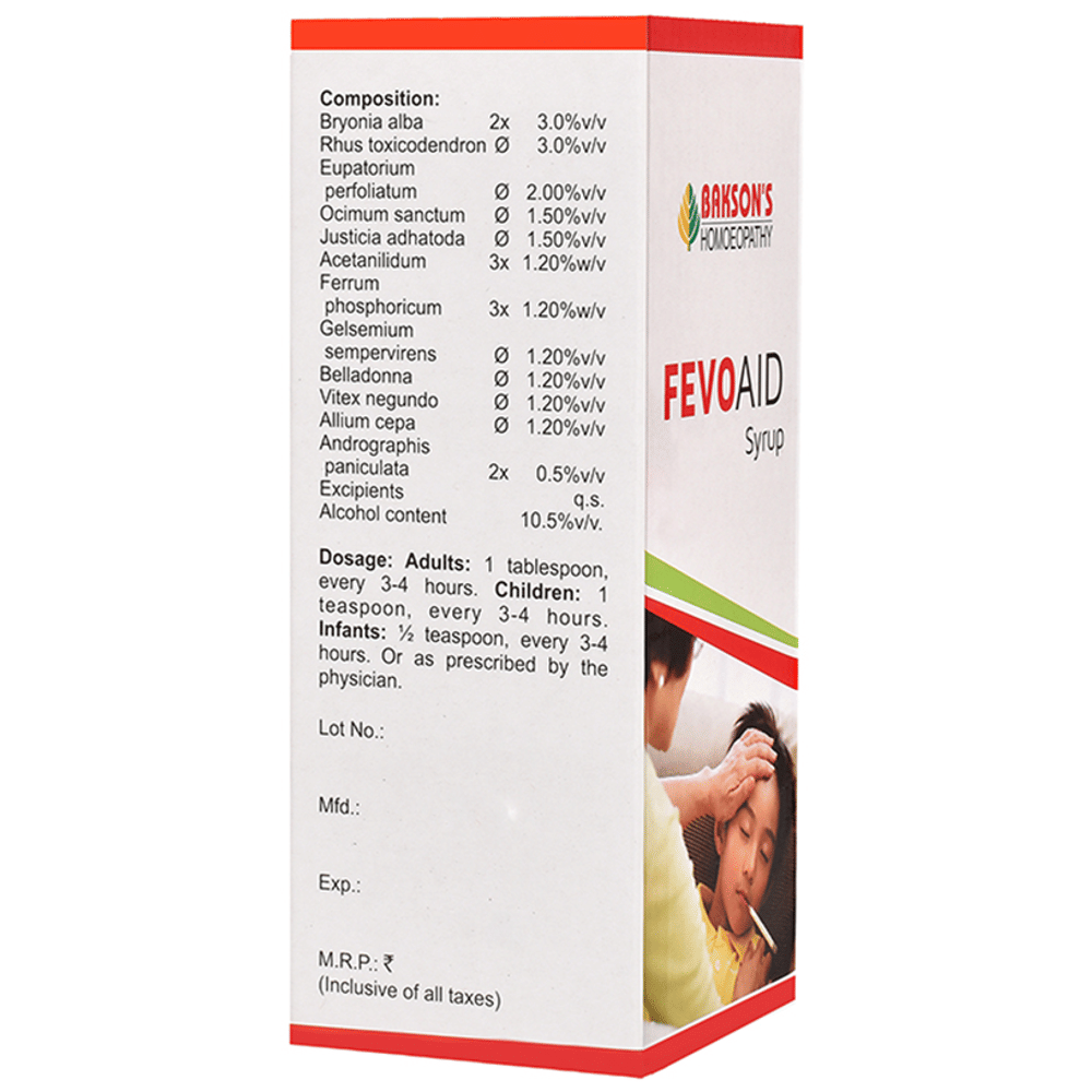 Bakson's Homeopathy Fevo Aid Syrup bottle of 115 ml Syrup