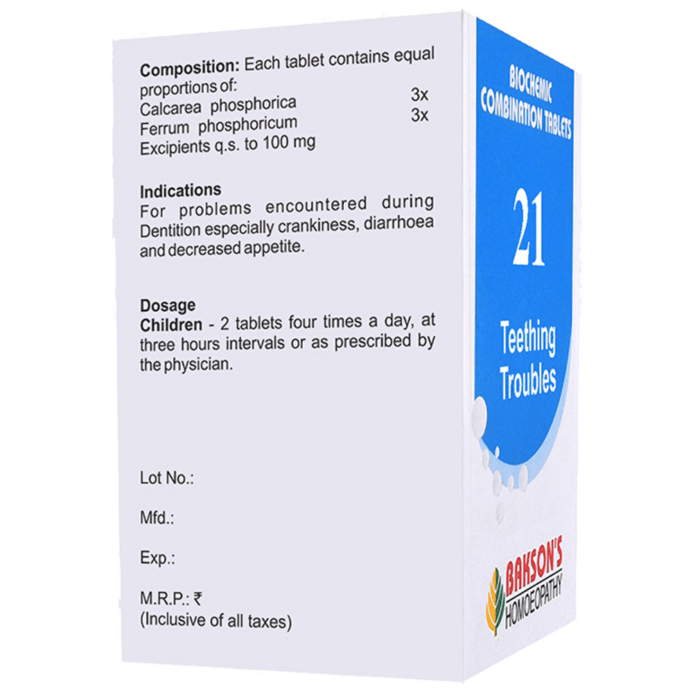 Bakson's Homeopathy Biocombination 21 Tablet bottle of 250 biocombination tablets
