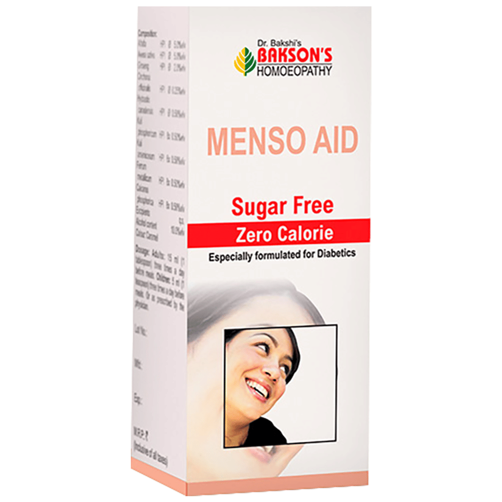 Bakson's Homeopathy Menso Aid Syrup Sugar Free bottle of 115 ml Syrup