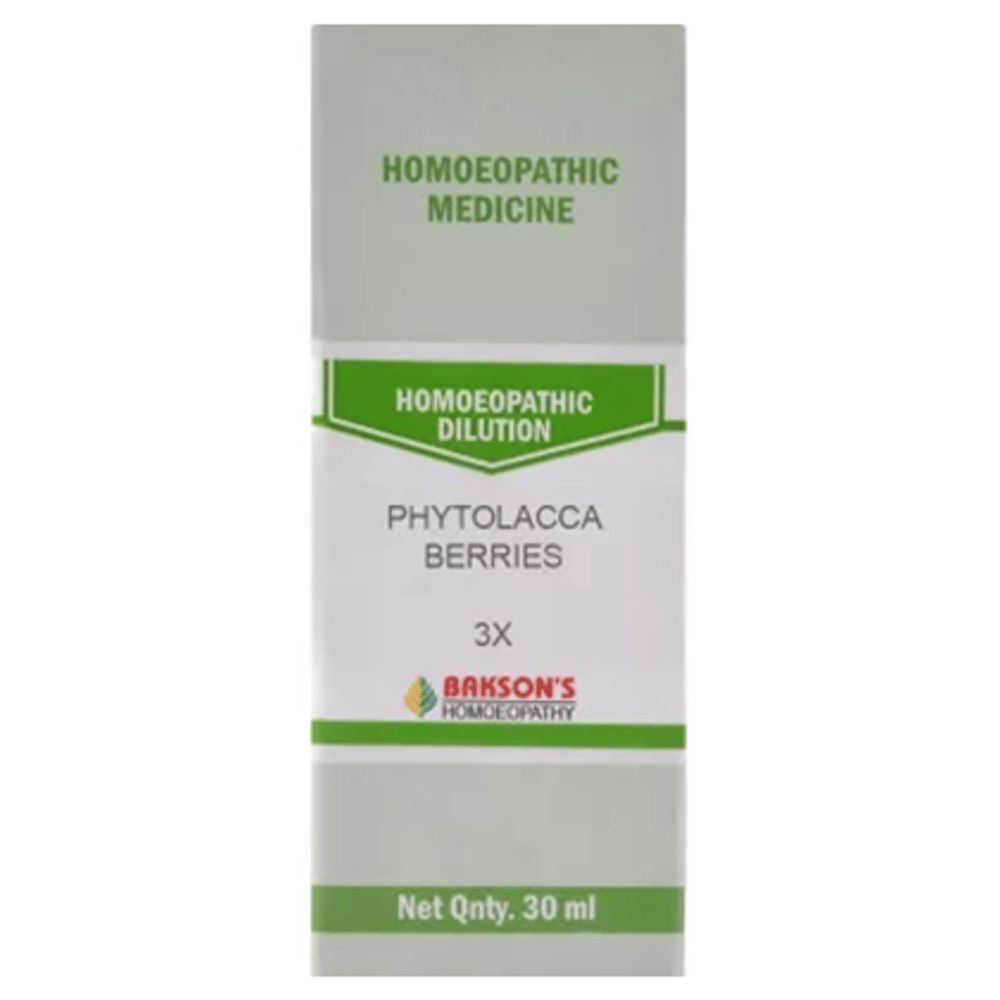 Bakson's Homeopathy Phytolacca Berries Dilution 3X bottle of 30 ml Dilution Bakson's Homeopathy Phytolacca Berries Dilution 3X bottle of 30 ml Dilution