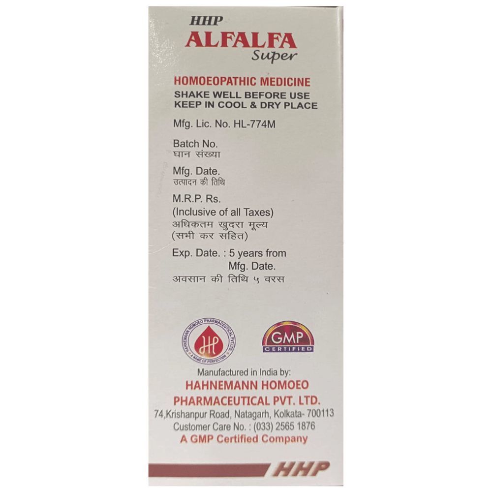 HHP Alfalfa Super General Health Tonic bottle of 450 ml Tonic